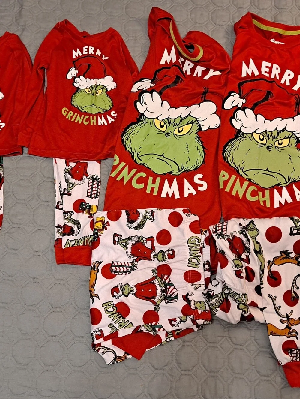 Family Bundle Grinch Pajama Sets with White and Green Accents